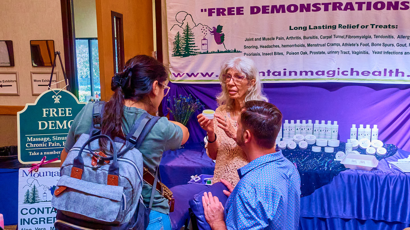 Conversation during a public demonstration at the Grapevine Wellness Expo, October 10–11, 2026.